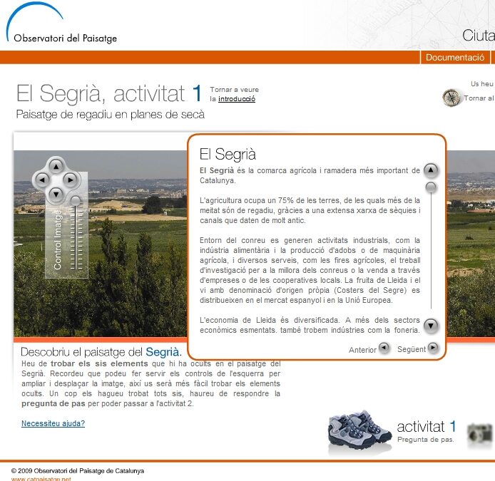 Conceptualització de l’aplicació web associada al Projecte educatiu “Ciutat, territori, paisatge”