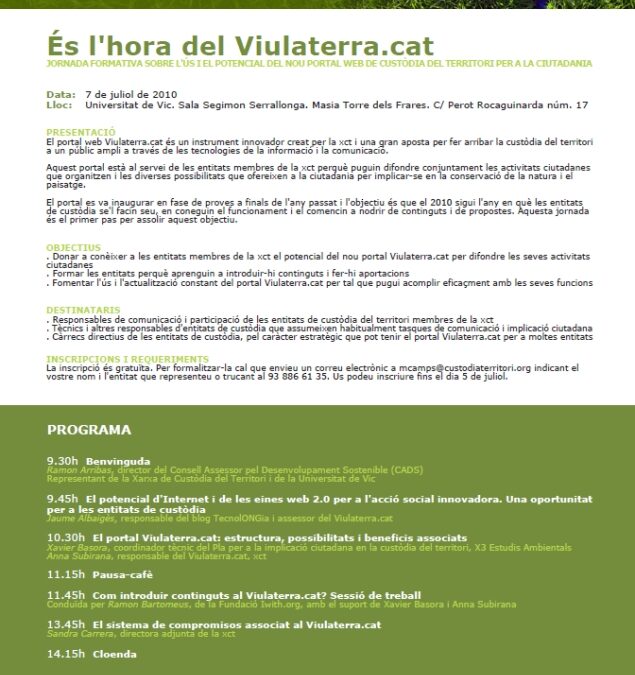 Suport en la sol·licitud d’un ajut per a l’organització de la jornada És l’hora del Viulaterra.cat