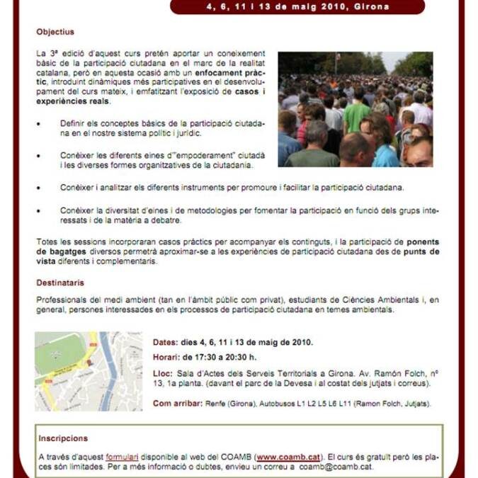 Coordinació tècnica del curs d’introducció a la participació ciutadana (3a edició)